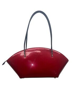 Beijo Womens Red Glossy Black Straps Chic Modern Design Tote Handbag
